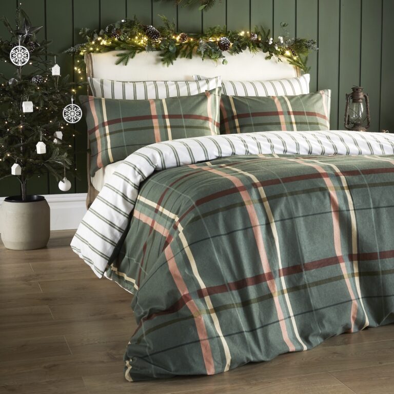 Plaid Check duvet cover in brushed cotton